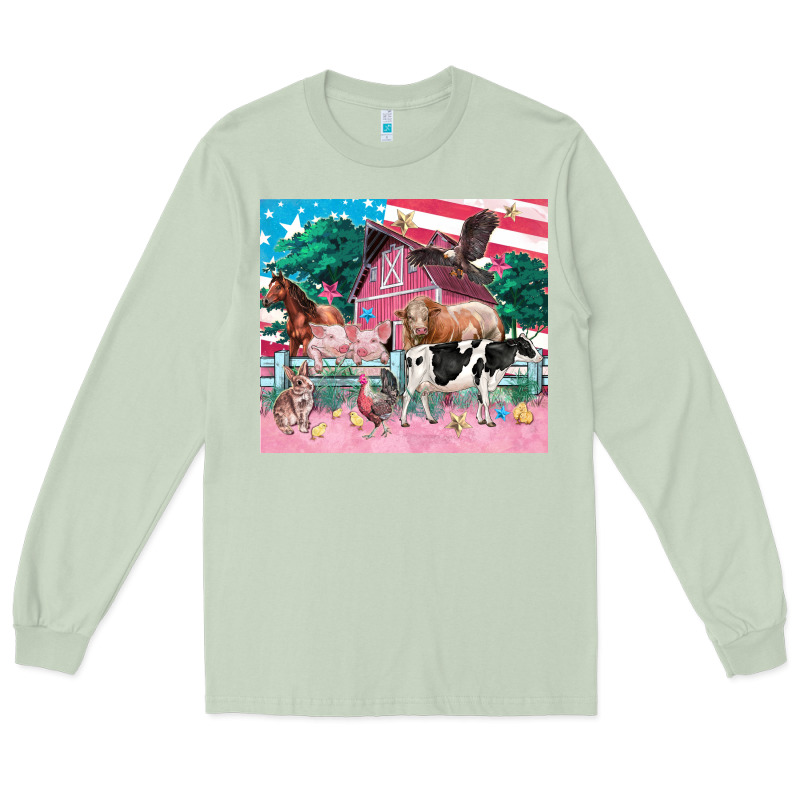 American Farm Animals Tumbler 4th Of July Long Sleeve Tee by FaDigitalArtStudio | Teevron