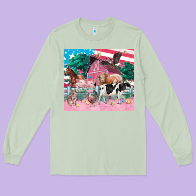 American Farm Animals Tumbler 4th Of July Long Sleeve Tee Designed By Fadigitalartstudio
