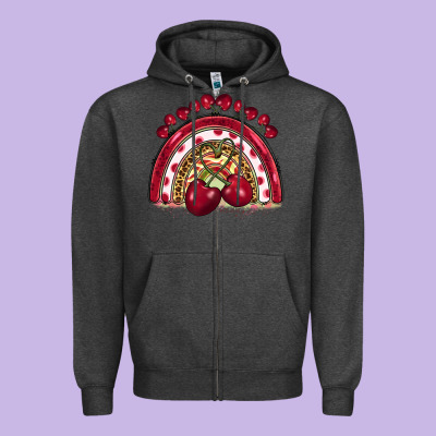 Cherry Rainbow Zipper Hoodie Designed By Barkaloodesign