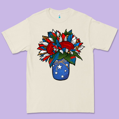Patriotic Sunflower In A Jar Premium Tee Designed By Jasminsmagicworld