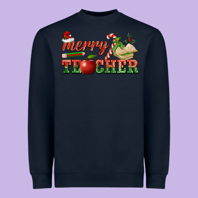 Merry Teacher Heavyweight Sweatshirt Designed By Barkaloodesign