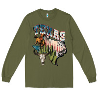 Army Green Texas 4th of July Long Sleeve Tee - FaDigitalArtStudio