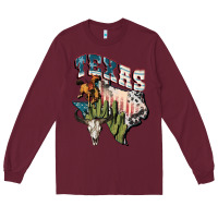Burgundy Texas 4th of July Long Sleeve Tee - FaDigitalArtStudio