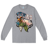 Heather Grey Texas 4th of July Long Sleeve Tee - FaDigitalArtStudio