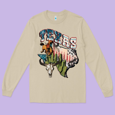 Texas 4th Of July Long Sleeve Tee Designed By Fadigitalartstudio