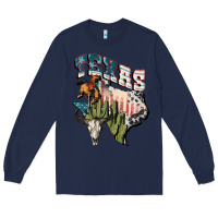 Navy Texas 4th of July Long Sleeve Tee - FaDigitalArtStudio