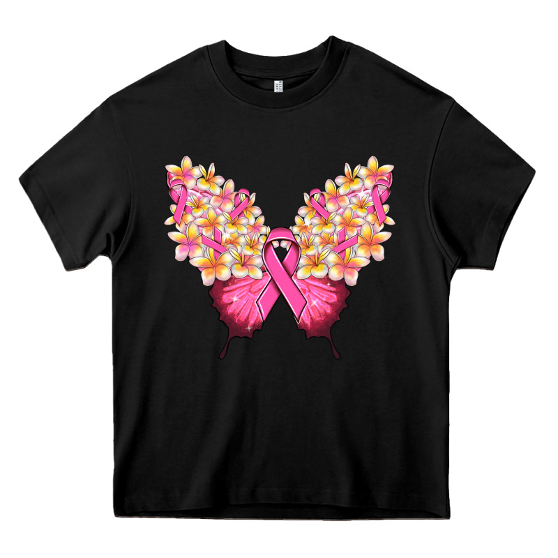 Pink Ribbon Breast Cancer Butterfly Heavy Core Tee by NancyCooperArtShop | Teevron