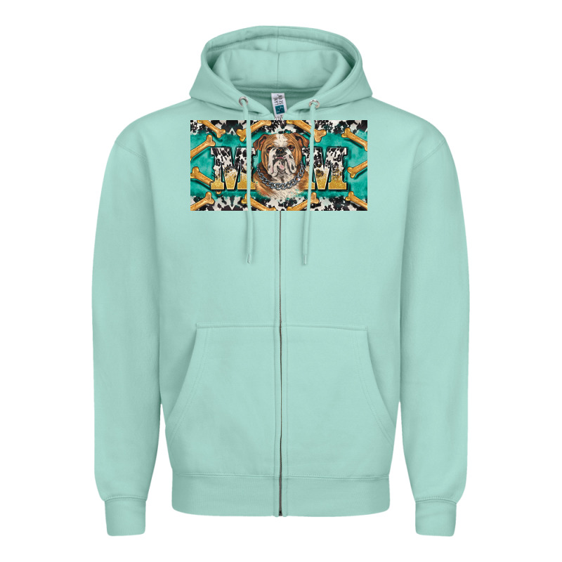 English Bulldog Mom  License Plate Template Zipper Hoodie by BarkalooDesign | Teevron