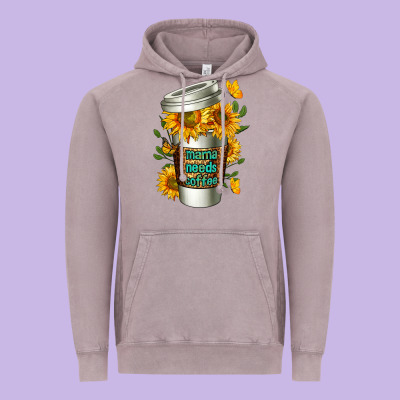 Mama Needs Coffee Cup Vintage Hoodie Designed By Fadigitalartstudio