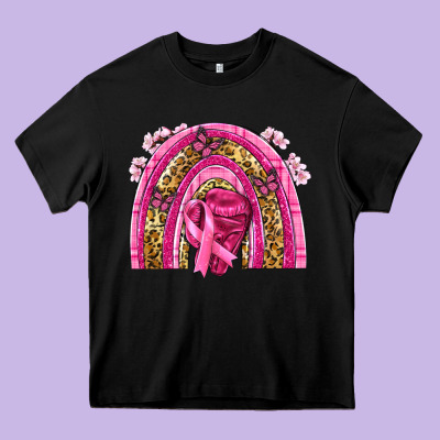 Breast Cancer Rainbow Heavy Core Tee Designed By Nancycooperartshop