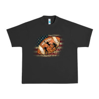Pigment Black American Football Flag Players Urban Heavy Tee - CowCowDesign