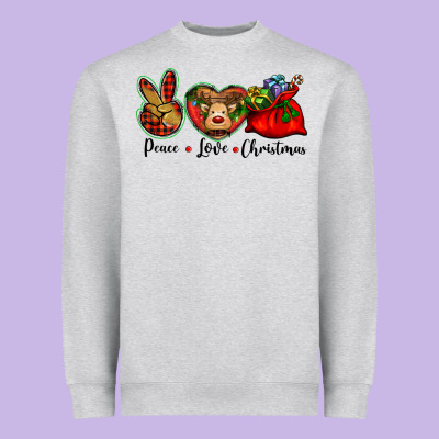 Peace Love Christmas Heavyweight Sweatshirt Designed By Barkaloodesign