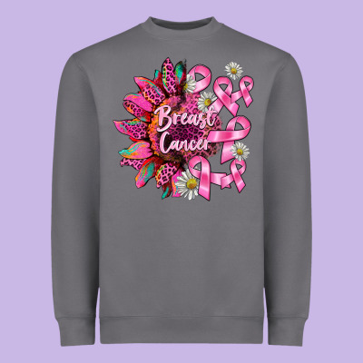 Breast Cancer Sunflower Heavyweight Sweatshirt Designed By Barkaloodesign