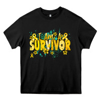 Black I am a survivor yellow ribbon Heavy Core Tee - NancyCooperArtShop