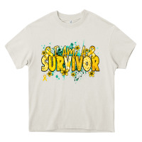 Cream I am a survivor yellow ribbon Heavy Core Tee - NancyCooperArtShop