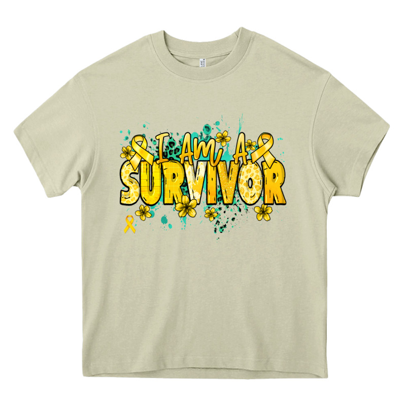 I Am A Survivor Yellow Ribbon Heavy Core Tee by NancyCooperArtShop | Teevron