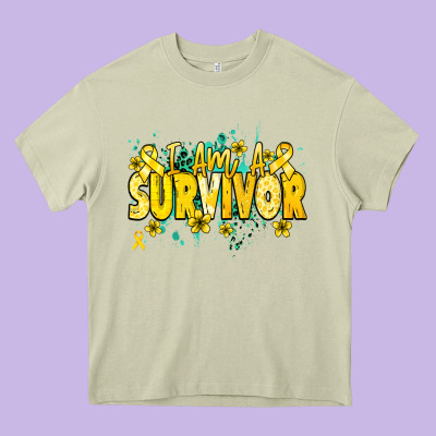 I Am A Survivor Yellow Ribbon Heavy Core Tee Designed By Nancycooperartshop