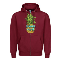 Burgundy summer vibes pineapple Zipper Hoodie - BarkalooDesign