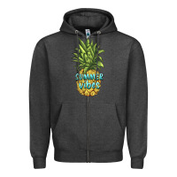 Charcoal Heather summer vibes pineapple Zipper Hoodie - BarkalooDesign