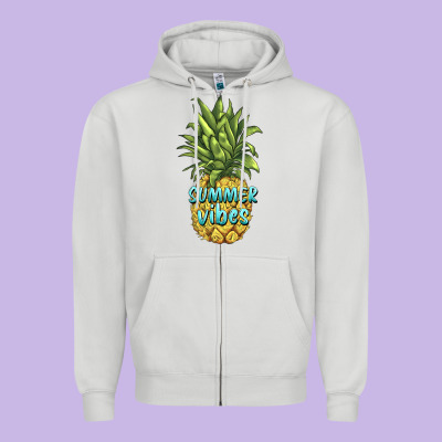 Summer Vibes Pineapple Zipper Hoodie Designed By Barkaloodesign
