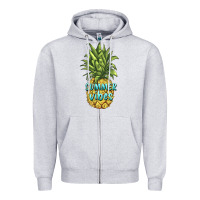 Heather Grey summer vibes pineapple Zipper Hoodie - BarkalooDesign