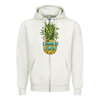 Oatmeal Heather summer vibes pineapple Zipper Hoodie - BarkalooDesign