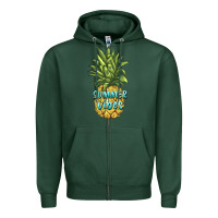Sports Green summer vibes pineapple Zipper Hoodie - BarkalooDesign