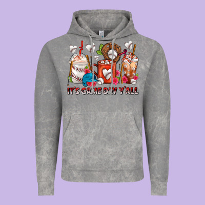 It's Game Day Y'all Baseball Coffee Cups Vintage Hoodie Designed By Fadigitalartstudio
