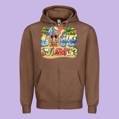 Love Summer Gnomes  Background Zipper Hoodie Designed By Barkaloodesign