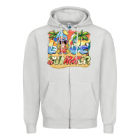 Dove Grey love summer gnomes  Background Zipper Hoodie - BarkalooDesign