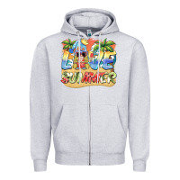 Heather Grey love summer gnomes  Background Zipper Hoodie - BarkalooDesign