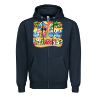 Navy love summer gnomes  Background Zipper Hoodie - BarkalooDesign