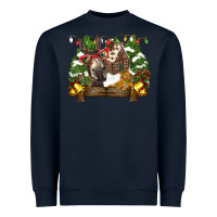 Navy christmas donkey candy house Heavyweight Sweatshirt - BarkalooDesign