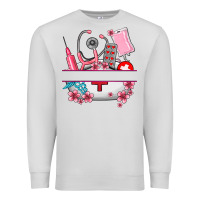 Dove Grey custom name nurse hat and elements Premium Sweatshirt - AdoDesignShop