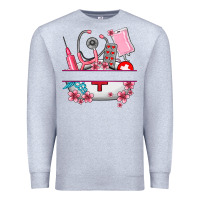 Heather Grey custom name nurse hat and elements Premium Sweatshirt - AdoDesignShop
