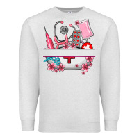 Oatmeal Heather custom name nurse hat and elements Premium Sweatshirt - AdoDesignShop