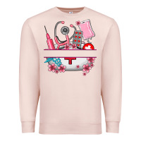 Pale Pink custom name nurse hat and elements Premium Sweatshirt - AdoDesignShop