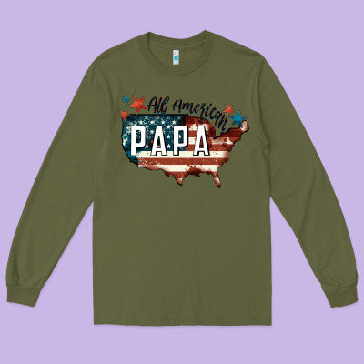 All American Papa Long Sleeve Tee Designed By Fadigitalartstudio
