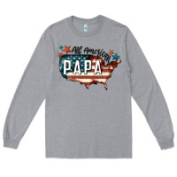 Heather Grey all american papa Long Sleeve Tee - FaDigitalArtStudio