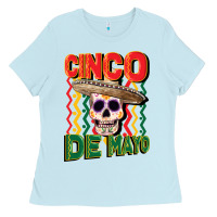 Baby Blue cinco de mayo with skull Ladies Tee - CowGirlArtShop