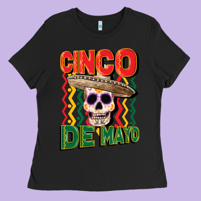 Cinco De Mayo With Skull Ladies Tee Designed By Cowgirlartshop