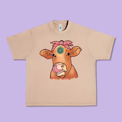 Cow  Turquoise Urban Heavy Tee Designed By Cowcowdesign