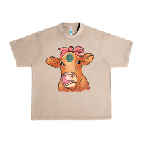 French Oak Cow  Turquoise Urban Heavy Tee - CowCowDesign