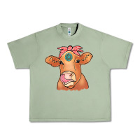 Oil Green Cow  Turquoise Urban Heavy Tee - CowCowDesign