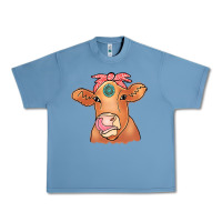 Pebble Blue Cow  Turquoise Urban Heavy Tee - CowCowDesign