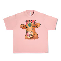 Salmon Cow  Turquoise Urban Heavy Tee - CowCowDesign