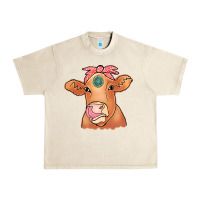 Sandshell Cow  Turquoise Urban Heavy Tee - CowCowDesign