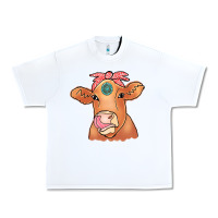 White Cow  Turquoise Urban Heavy Tee - CowCowDesign