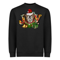 Black Christmas joy english bulldog Heavyweight Sweatshirt - BarkalooDesign