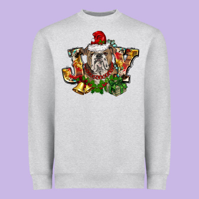 Christmas Joy English Bulldog Heavyweight Sweatshirt Designed By Barkaloodesign